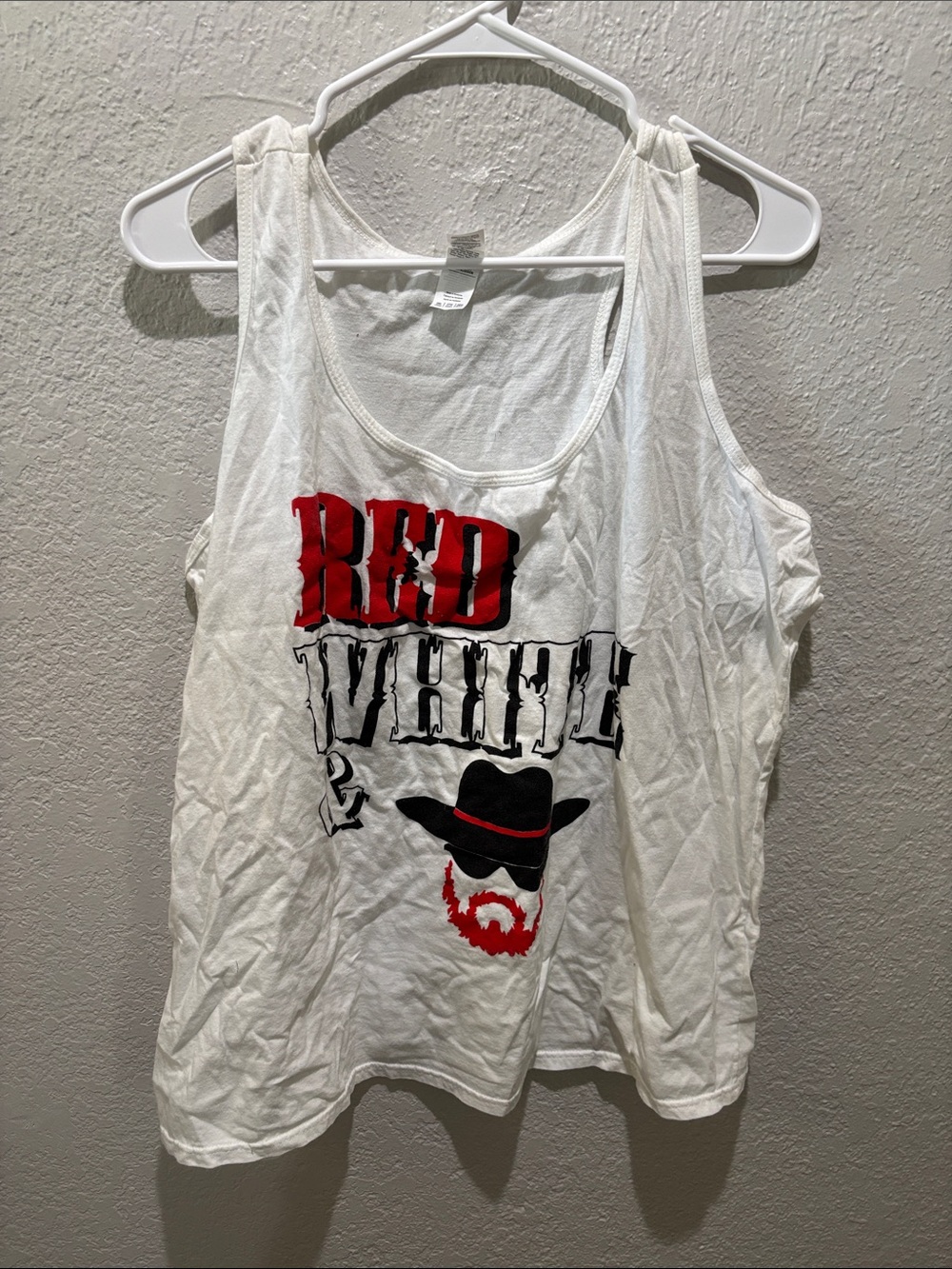 Gildan White Tank Top with Red & Rowdy Graphic